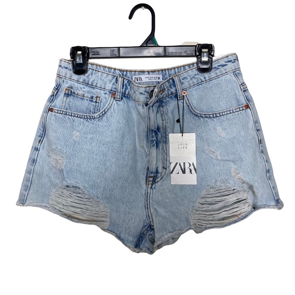 NWT ZARA High Rise Short Rigid Jean Denim Shorts Size 10 - Picture 1 of 8